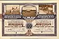 Aktie der S.A. par Actions "Aeroplane" vom 1. Juni 1912; abgebildet ist Louis Blériot mit seinem "Blériot VIII"
