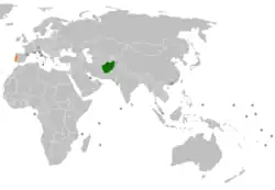 Lage von Afghanistan und Portugal