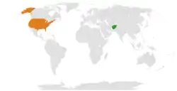 Lage von Afghanistan und Vereinigte Staaten