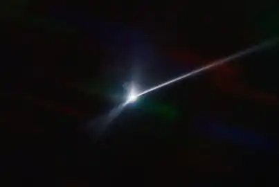 Auswurfmaterial nach dem DART-Einschlag durch das irdische SOAR-Teleskop.