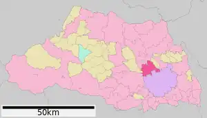 Lage Ageos in der Präfektur