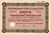 Aktie der Brauerei, 1925