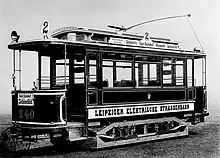 Aktiengesellschaft für Eisenbahn- und Militärbedarf Weimar - Leipziger Elektrische Straßenbahn (Wagen, wie historisches Fahrzeug 257 im Straßenbahnmuseum Leipzig)
