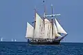 Die Albatros unter Segel in der Wismarbucht, August 2023