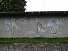 Mosaik Entwurf und Karton von Albert Schenker (1899–1973). Ausführung von August Krebs (Zürich) 1949–1951. Friedhof Feldli, St. Gallen