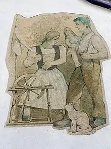 Alfred Gass (1912–1987) Maler, Grafiker. Wandbild in Ormalingen