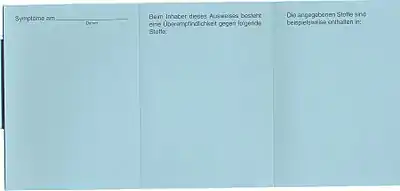 Rückseite eines Allergiepasses