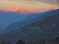 Veysonnaz mit Alpenglühen