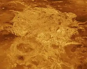 Alpha Regio in computergenerierter Schrägansicht nach Radardaten der  Raumsonde Magellan