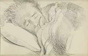 Alphon Grandmont, schlafend im Bett