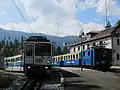 Zug­spitz­bahn: das be­leuch­te­te A zeigt dem Ge­gen­ver­kehr an, dass es sich um den letz­ten von bis zu drei Zü­gen han­delt und kein wei­te­rer folgt