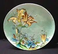 Steingutplatte, ca. 1900, Durchmesser 29,5 cm