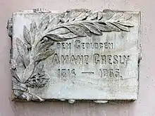 Amanz-Gressly-Gedenktafel. Helye-Platz in Laufen, BL