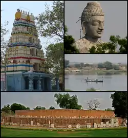 Amaravati – Amareswara-Swamy-Tempel, Dhyana-Buddha-Statue, Krishna-Fluss, Reste des Stupa