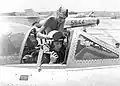 Amos Lapidot 1956 als Pilot einer Dassault Ouragan auf dem Militärflugplatz Chazor
