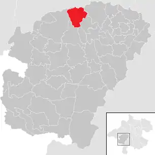 Lage der Gemeinde Ampflwang im Hausruckwald im Bezirk  Vöcklabruck (anklickbare Karte)