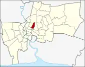 Karte von Bangkok, Thailand mit Din Daeng