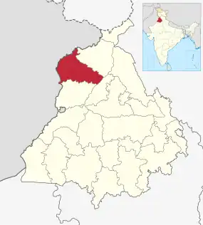 Positionskarte des Distrikts Amritsar