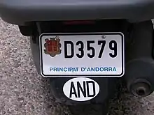 AND-Oval für Andorra unter dem Kfz-Kennzeichen