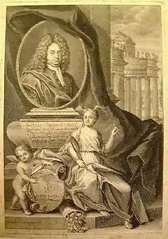 Andreas Dietrich Apel (1662–1718), Handelsherr in Leipzig, nach 1708, Stich von  Martin Bernigeroth nach einem Bild von David Hoyer