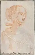 Selbstporträt, undatiert.Rötel, 10 × 6,5 cm.