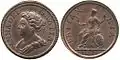 Farthing von 1714, Anne. Kupfer.