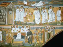 Darstellung der Verkündigung (obere Reihe); Santa Maria Maggiore in Rom, Mosaik aus dem 5. Jhd.
