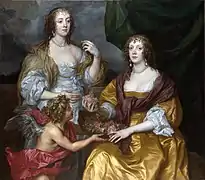 Elisabeth Thimbleby und ihre Schwester Dorothy Viscountess Andover mit Cupido (um 1637) 132 × 150 cm, National Gallery, London