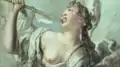 Der Friede beglückt die Völker (Dame bläst auf Trompete) von Antoine Pesne