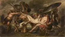 Antoine Wiertz: Griechen und Troianer kämpfen um den Körper des Patróklos