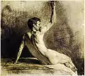 Anton Ažbe, Studie eines Mannes, 1886, Zeichnung