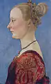 Piero del Pollaiuolo, Porträt einer jungen Frau, um 1480, 48,9 × 35,2 cm, Metropolitan Museum of Art, Ident.Nr. 50.135.3, New York.