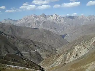 Blick vom Ansob-Pass auf die Serafschankette
