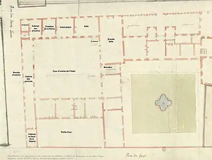 Plan des Appartement Caterine de’ Medicis, 2. Hälfte 16. Jahrhundert