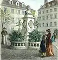 Senefelder Denkmal München, Stich nach Zeichnung von Karl Appold