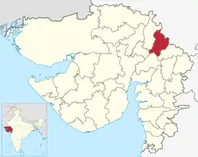 Positionskarte des Distrikts Aravalli