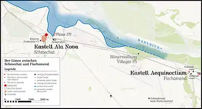 Römischer Limes Pannonicus zwischen den Kastellen Ala Nova (Schwechat) und Aequinoctium (Fischamend).