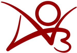 Ein rotes Logo aus drei Linien: ein V, ein O, und ein symbolisiertes Herz aus einem horizontalen V mit einer 3 am Ende