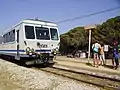 Personenzug der Chemins de fer de la Corse in der Haltestelle Aregno Plage (2009)
