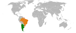 Lage von Argentinien und Brasilien