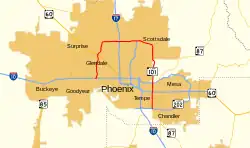 Karte der Arizona State Route 101