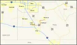 Karte der Arizona State Route 287