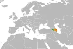 Lage von Armenien und Aserbaidschan