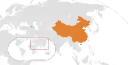 Lage von Armenien und China