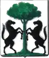 Wappen der flämischen Barone Osy de Zegwaart, mehrfach mit den Bartenstein verschwägert. Das Wappen findet sich auch auf der Familiengruft in Falkenstein.