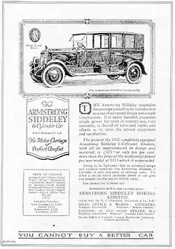 Werbeschrift für den Armstrong Siddeley 30 hp Landaulet (1921)
