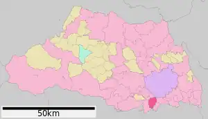 Lage Asakas in der Präfektur