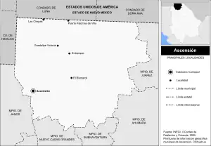 Lage der wichtigsten Orte im Municipio