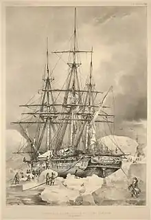 Die Besatzung der Astrolabe gewinnt aus einem Eisberg Trinkwasser, 6. Februar 1838.