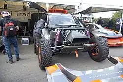 Einer der drei Audi RS Q e-tron, die bei der Rallye Dakar 2022 eingesetzt wurden beim Goodwood Festival of Speed 2023.
